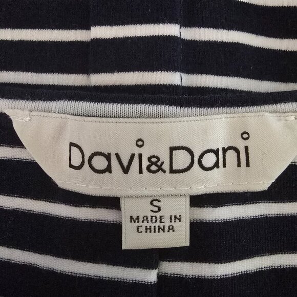 WOMENS DAVI AND DANI KNIT SHIFT ALINE DRESS NAVY WITH WHITE STRIPES SIZE SMALL - Picture 5 of 8